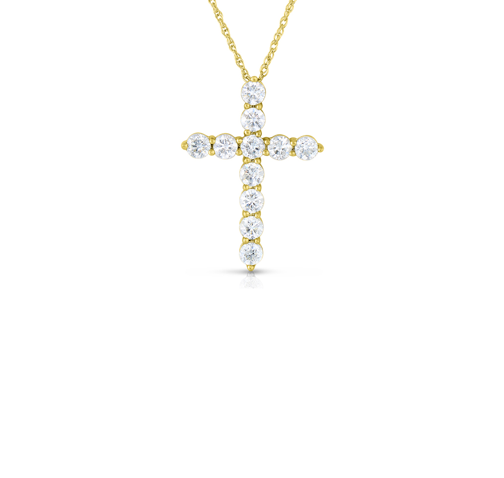Sabel Collection Yellow Gold Diamond Cross Necklace, 18"